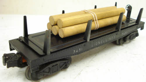 Lionel 3451 Vintage O Lionel Lines Operating Log Dump Car w/Logs