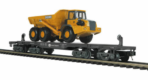 MTH 20-98509 47' Heavy Duty Flat Car w/400D Dump Truck (John Deere)