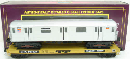 MTH 20-98555 O Gauge TTX Flatcar with R62 Subway Car