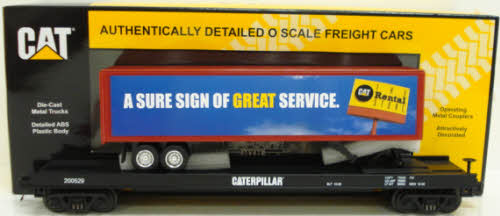 MTH 20-98485 O Gauge Caterpillar Flatcar #200526 w/ 48' CAT Trailer