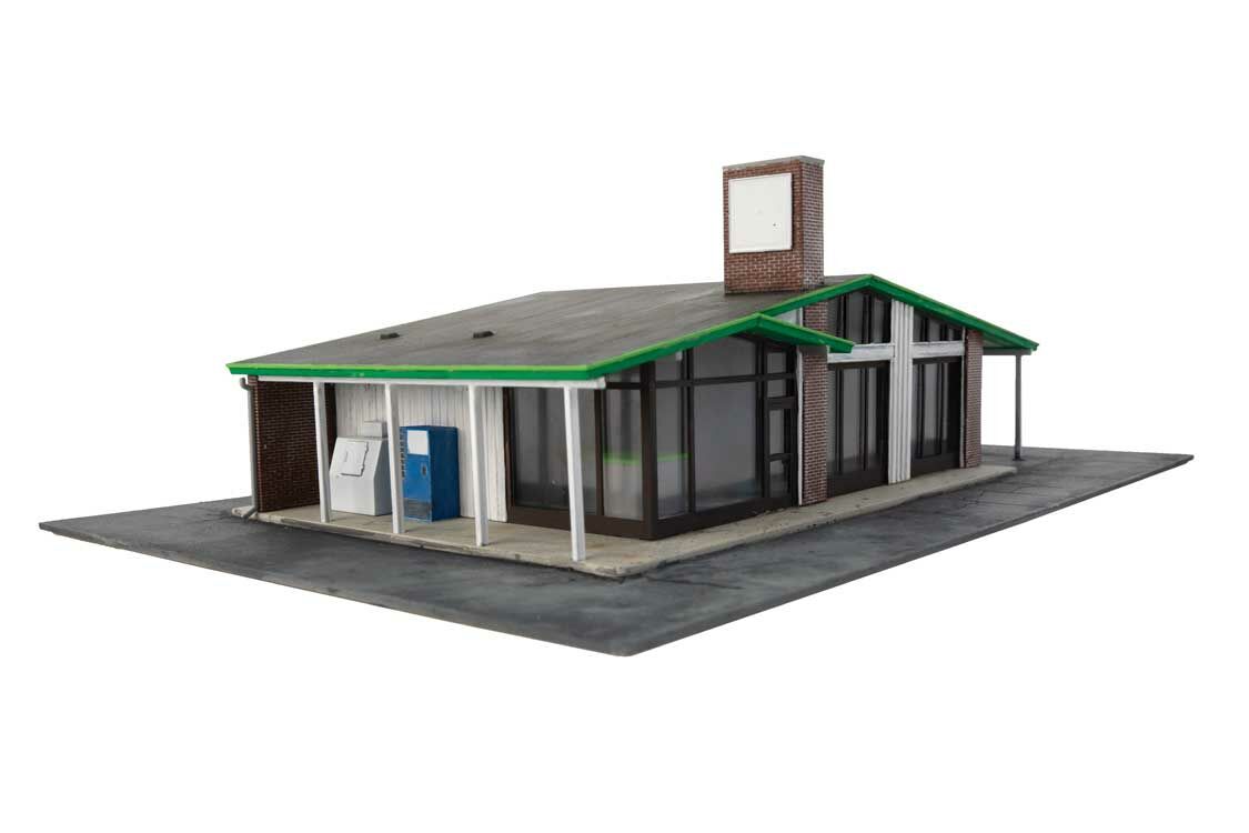 Walthers 933-3542 HO 10-1/2 x 9 x 3-3/16" Modernized Gas Station Building Kit