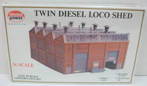 Model Power 1550 N Scale Twin Loco Shed Building Kit