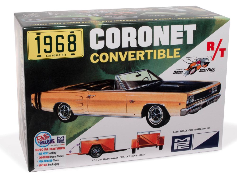 MPC 978 1:25 1968 Dodge Coronet Convertible with Trailer Plastic Model Kit