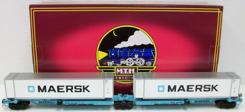 MTH 20-95086 O Maersk Spine Car Set with 2 48' Containers (Set of 2)