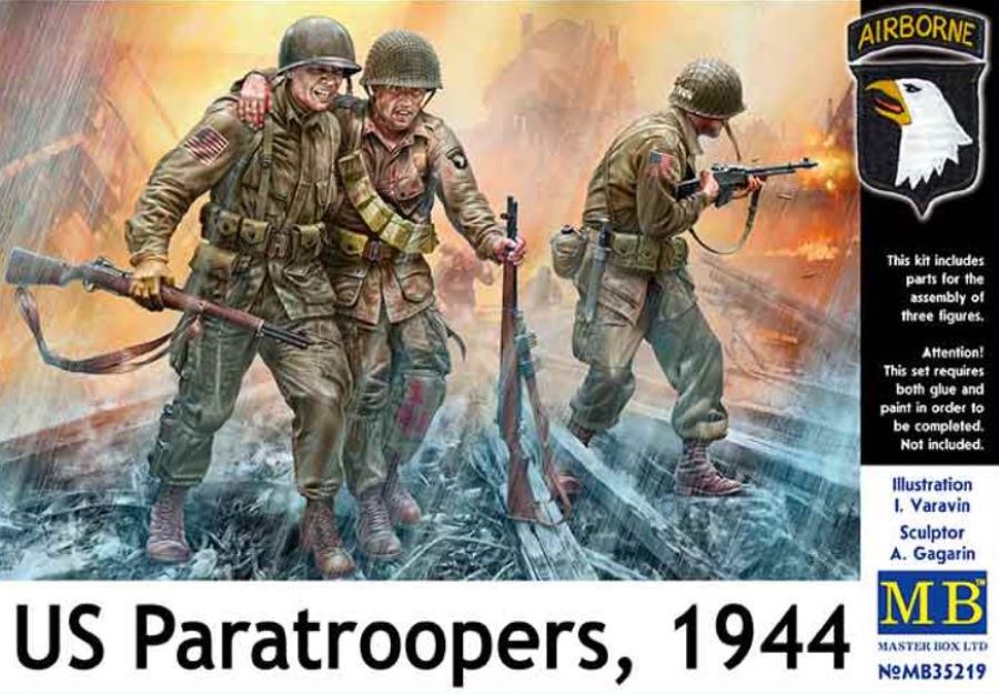 Master Box Models 35219 1:35 U.S. Paratroopers with Ammunition  Figure Kit