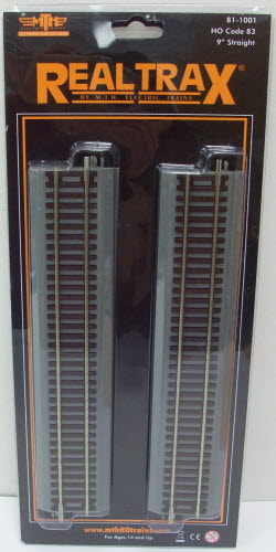 MTH 81-1001 HO Scale RealTrax Code 83 9" Straight Track (Pack of 4)