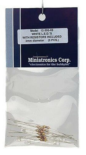 Miniatronics 12-300-05 3mm White LED (Pack of 5)