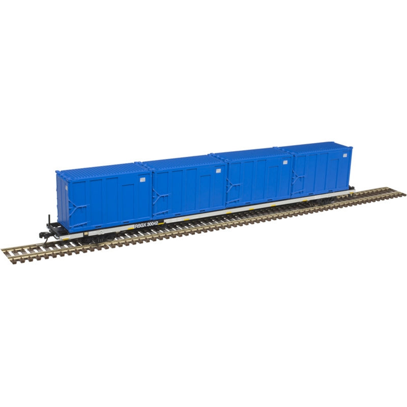Atlas 50005426 N RSGX 85' Trash Flat Car with 4 Containers #30046