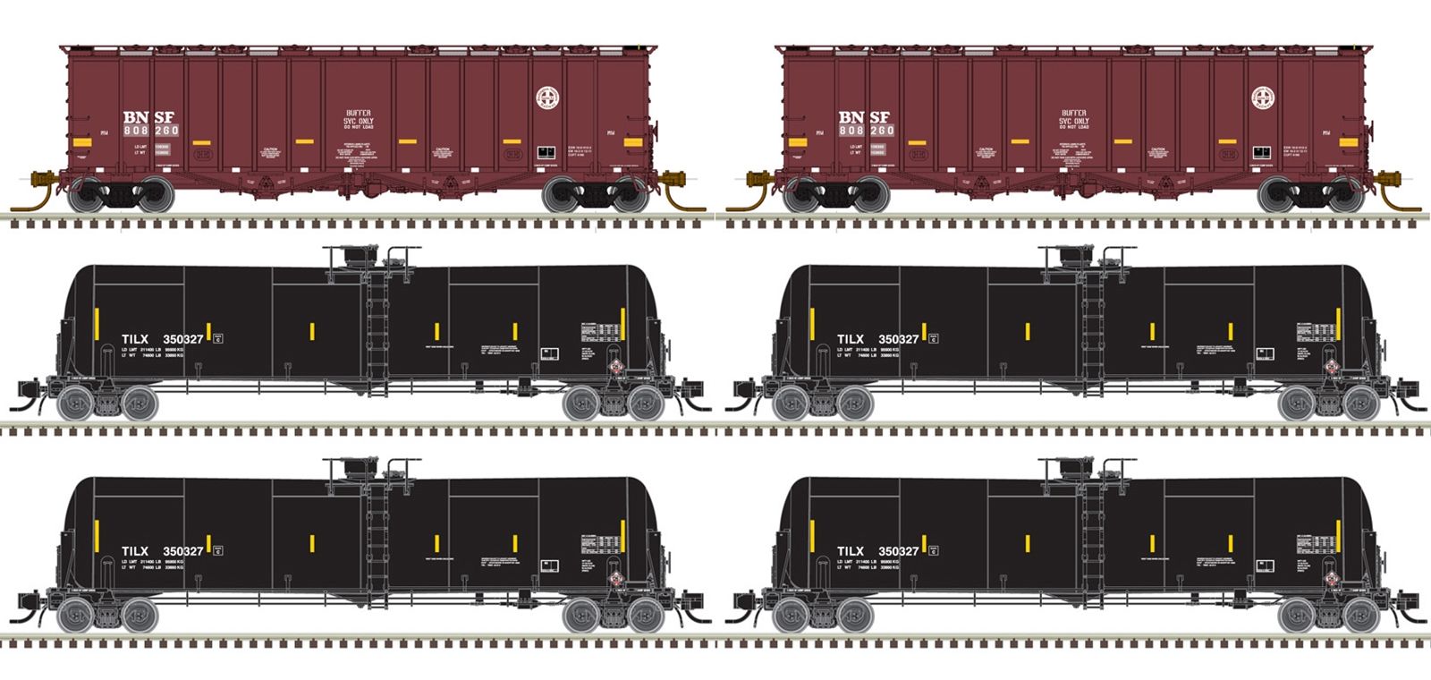 Atlas 50005825 N TILX 31,000 Gallon Crude Oil Tank Car & Buffer Car (Set of 6)