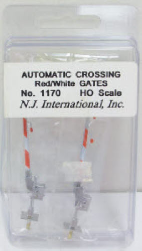 NJ International 1170 HO Red & White Automatic Crossing Gates (Pack of 2)