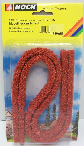 Noch 21516 HO And 00 Hedge Dark Red 15 x 8 mm. (Pack of 2)