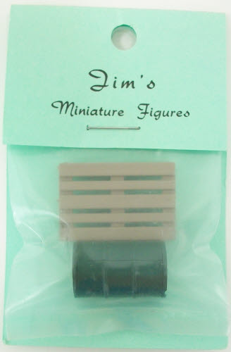 Jim's O Scale Pewter Hand Painted Pallet & Barrel
