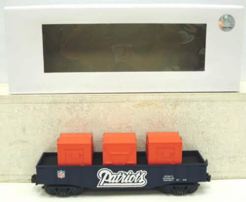 MTH 30-4128A NFL New England Patriots Gondola W/ 3 Containers