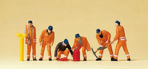 Preiser 10444 HO Track Workers Figures with Accessories (Set of 6)