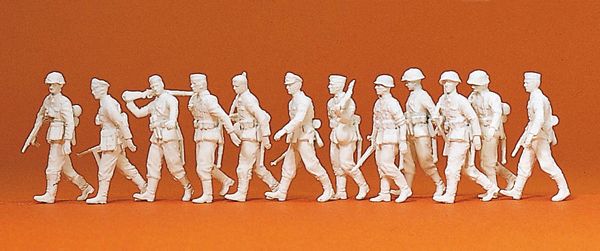 Preiser 16519 HO Unpainted Advancing Infantry Plastic Figure Kit (Set of 12)