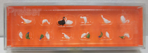 Preiser 14167 HO Animals Ducks, Geese & Swans Figures (Set of 16)