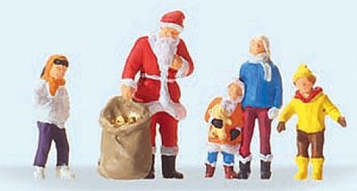 Preiser 29098 HO Scale Santa Claus With 4 Children Hand-Painted Figure
