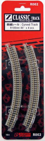 Rokuhan R002 Z R195mm 45 Degree Classic Curved Track (Pack of 4)