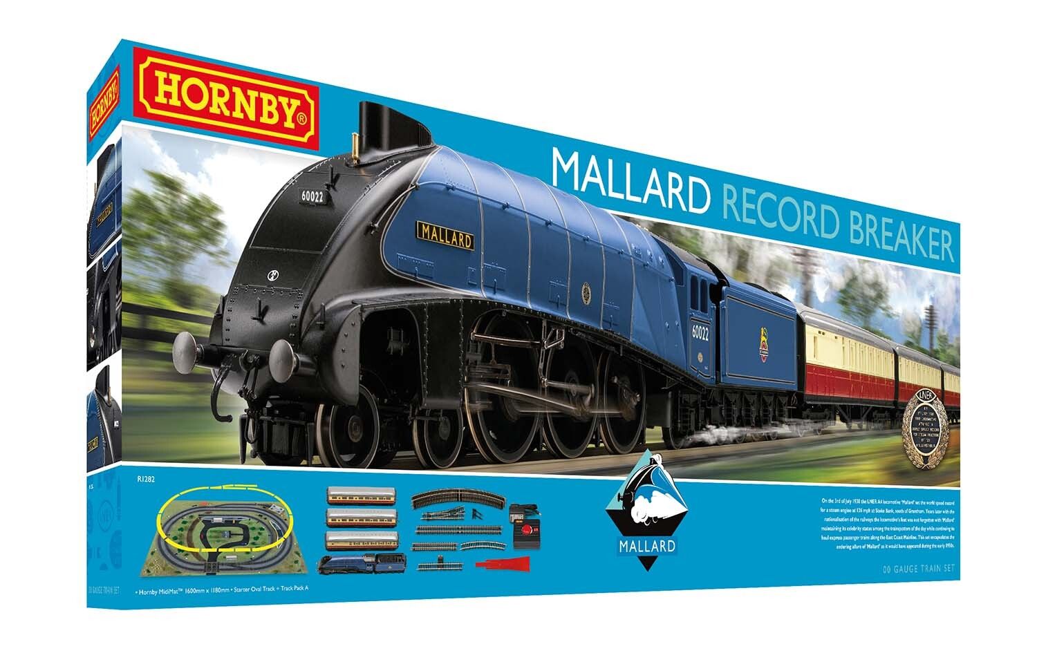 Hornby R1282T Mallard Record Breaker Era 3 OO Gauge Train Set