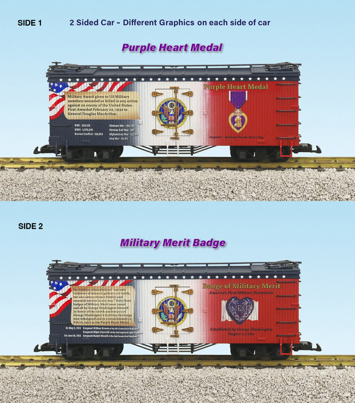 USA Trains R16057 G Purple Heart & Military Merit Badge Refrigerator Car