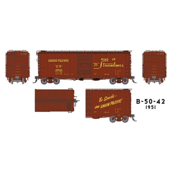 Rapido Trains 154005 HO UP Delivery Scheme 40' B-50-42 Boxcar #1 (Set of 6)