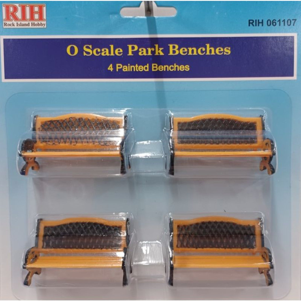 Rock Island Hobby 061107 O Pre-Painted Park Benches (Pack of 4)
