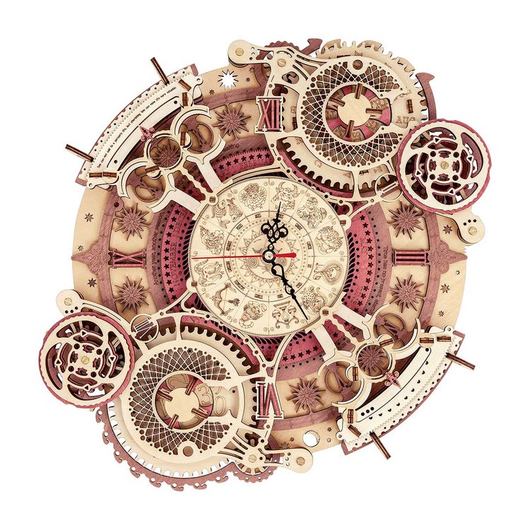 Robotime LC601 ROKR Zodiac Wall Clock Mechanical Time Art Engine