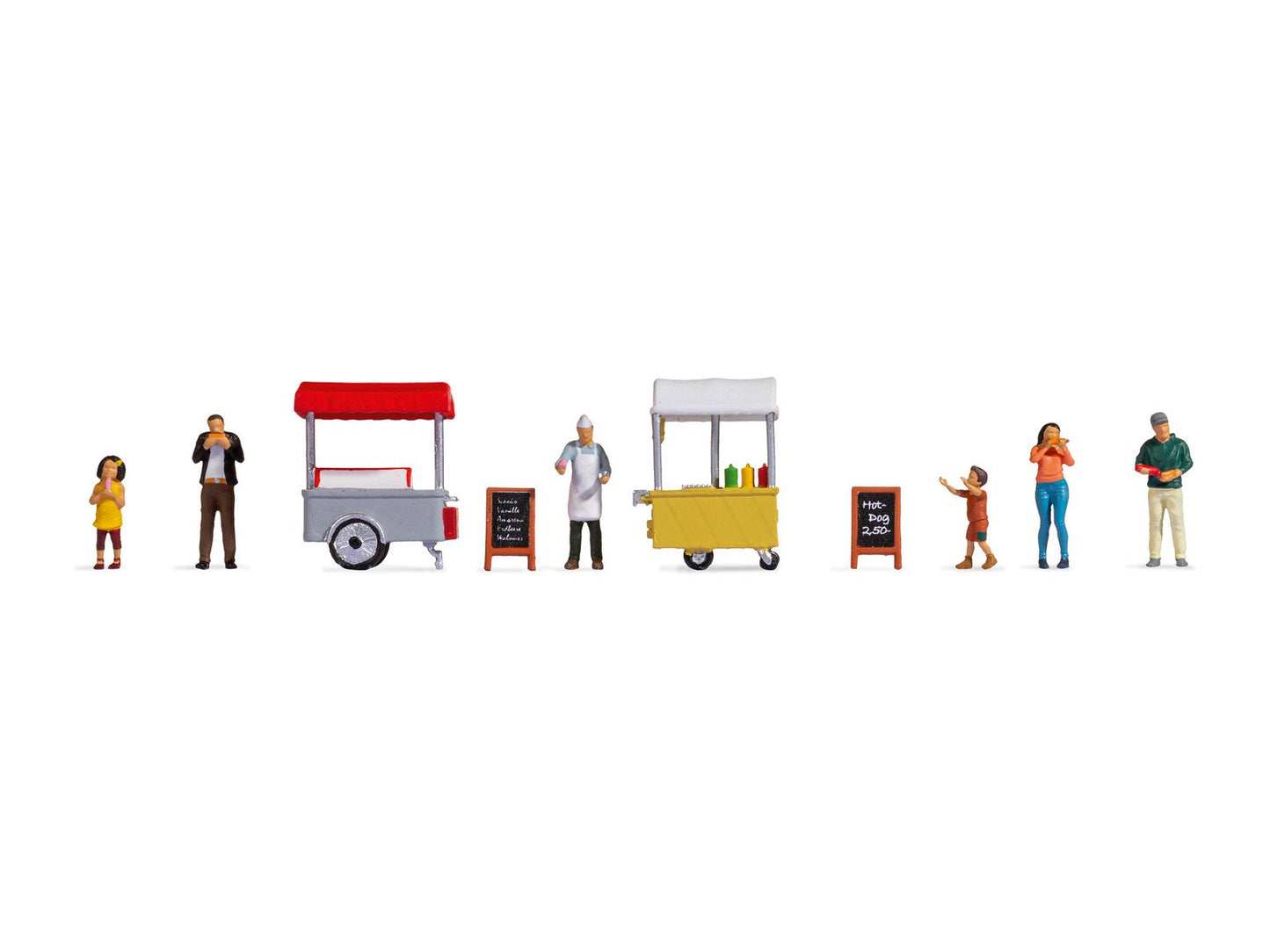 Noch 16229 HO Ice Cream and Hotdog Van Themed Figures Set