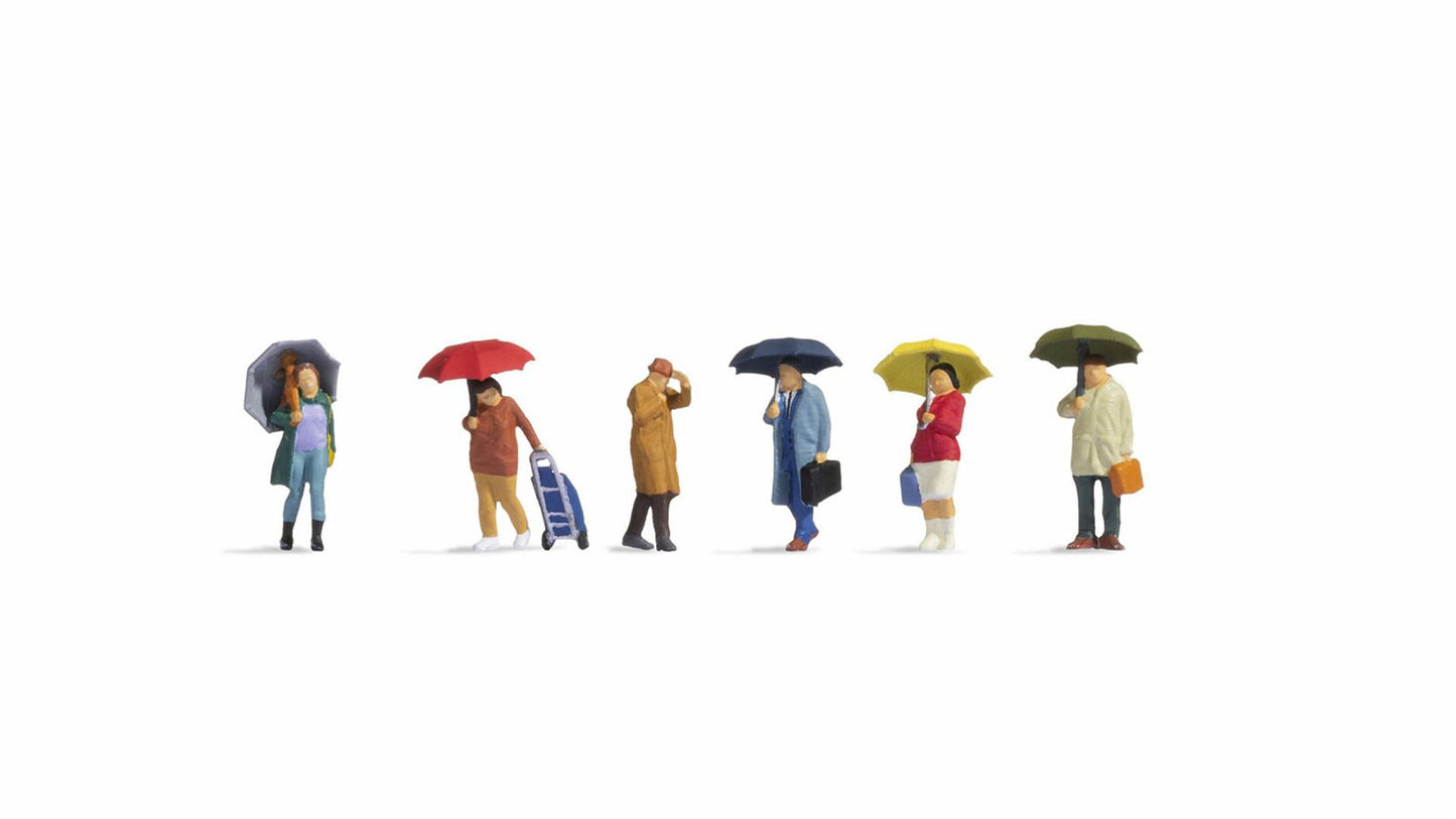 Noch 15523 HO People in the Rain Figrure (Set of 6)