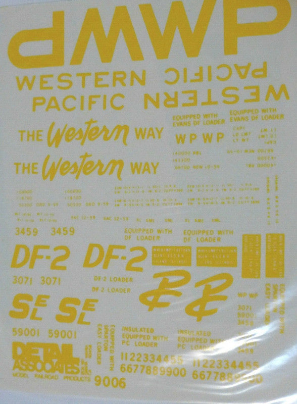 Detail Associates 9006 HO Western Pacific Box Car Script "Western Way" Decal Set