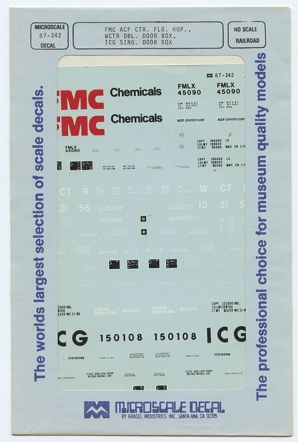 Microscale 87-342 HO Assorted Single/Double Door & Cntr Flow Hopper Decal Sheet