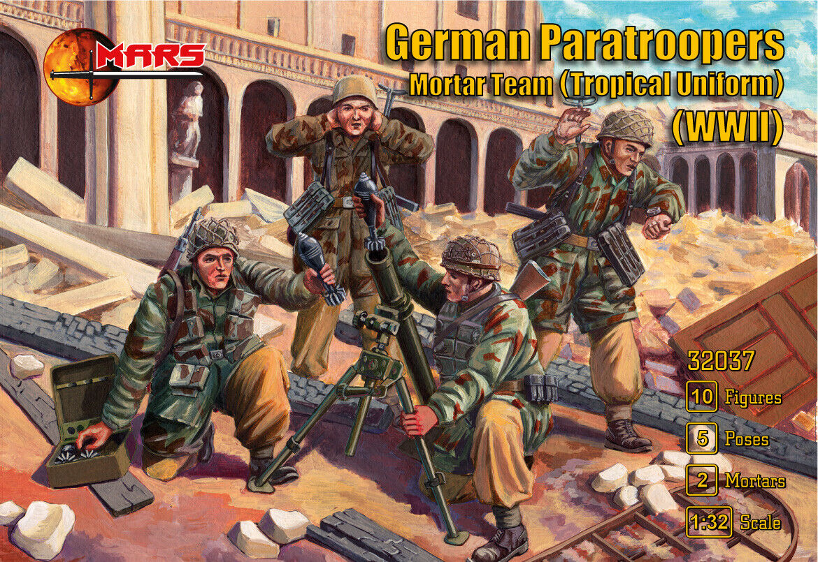 Mars Figure Sets 32037 1:32 WWII German Paratroopers Mortar Team Figure Kit