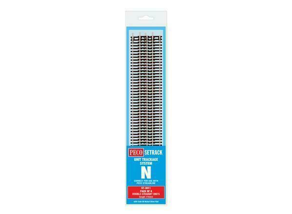 Peco ST-3011 N Code 80 Double Straight Track (Pack of 8)