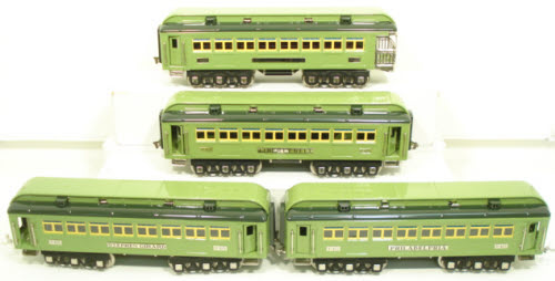 MTH 10-5062 O Two-Tone Green w/Nickel Stephen Girard Passenger Set (Set of 4)