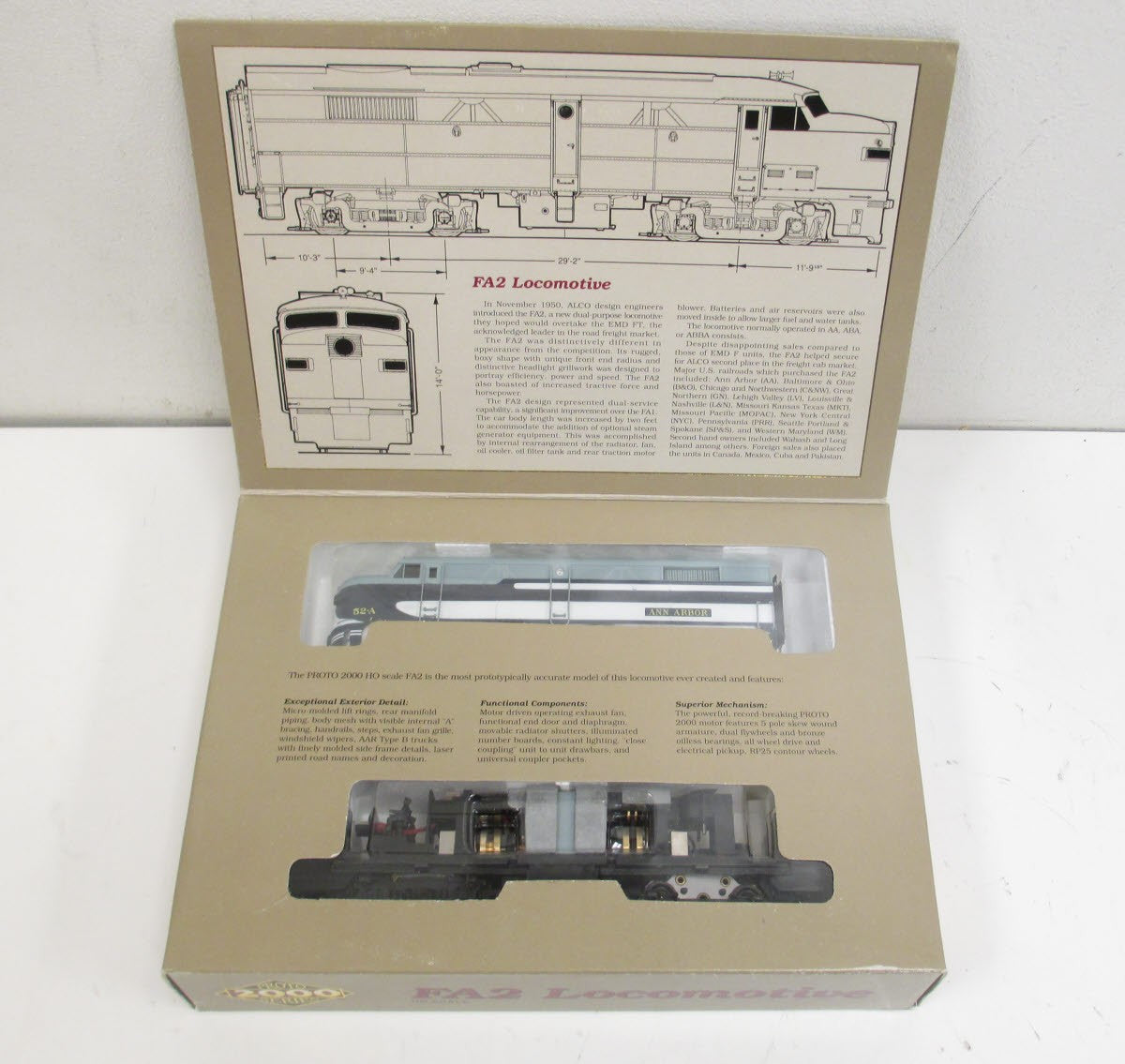 Proto 2000 8318 HO Scale Ann Arbor FA2 Diesel Locomotive #52