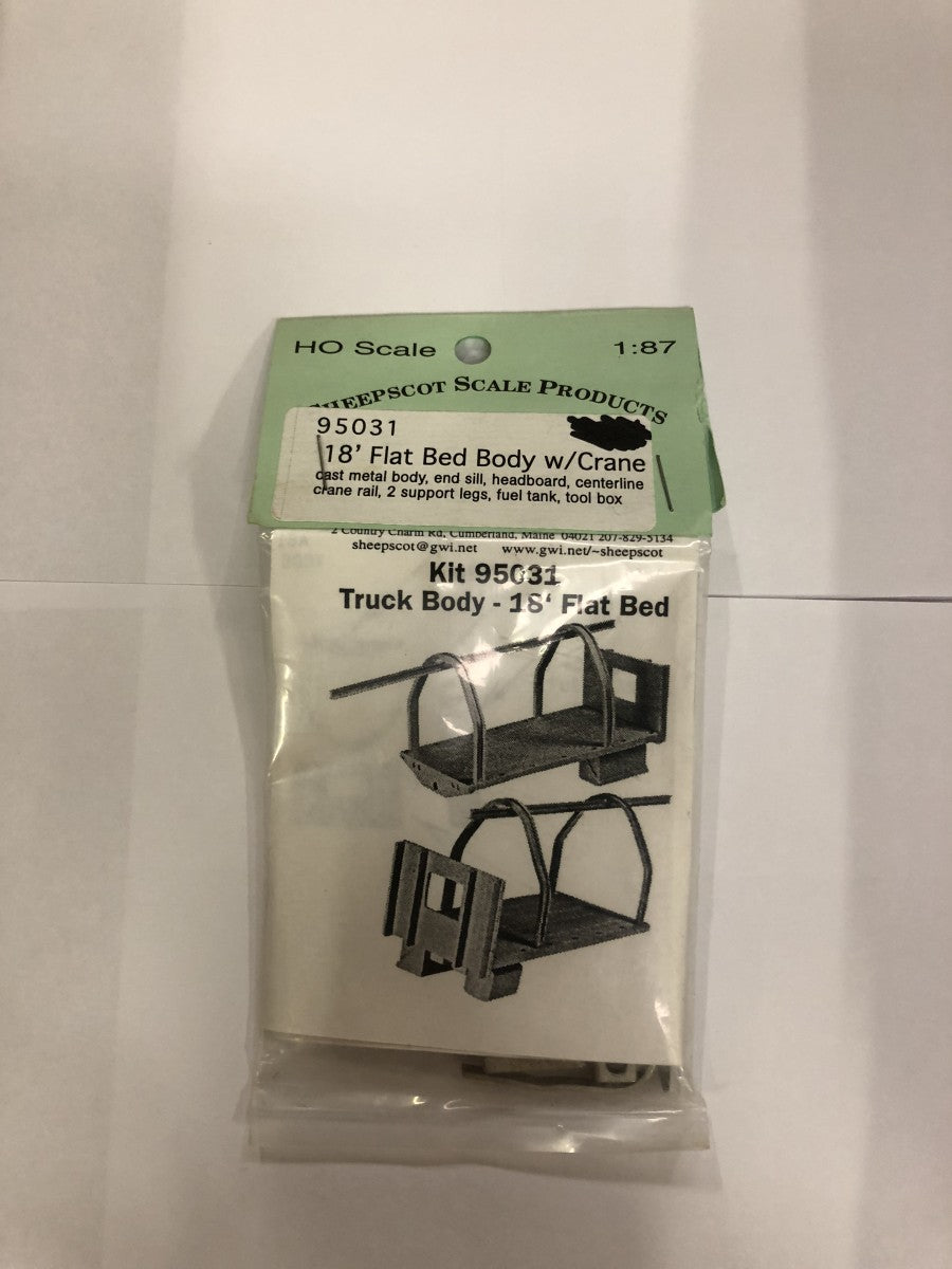 Sheepscot Scale Products 95031 HO 18' Flatbed Body w/ Crane Metal Unpainted Kit