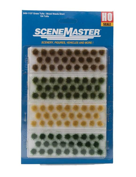 Walthers 949-1137 HO 1/4" Short Mixed Weed Tufts (Set of 104)