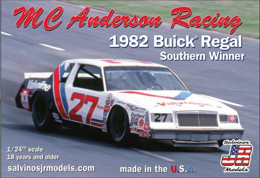 Salvinos JR Models MCAB1982DA 1:24 1982 Buick Regal Race Car Plastic Model Kit