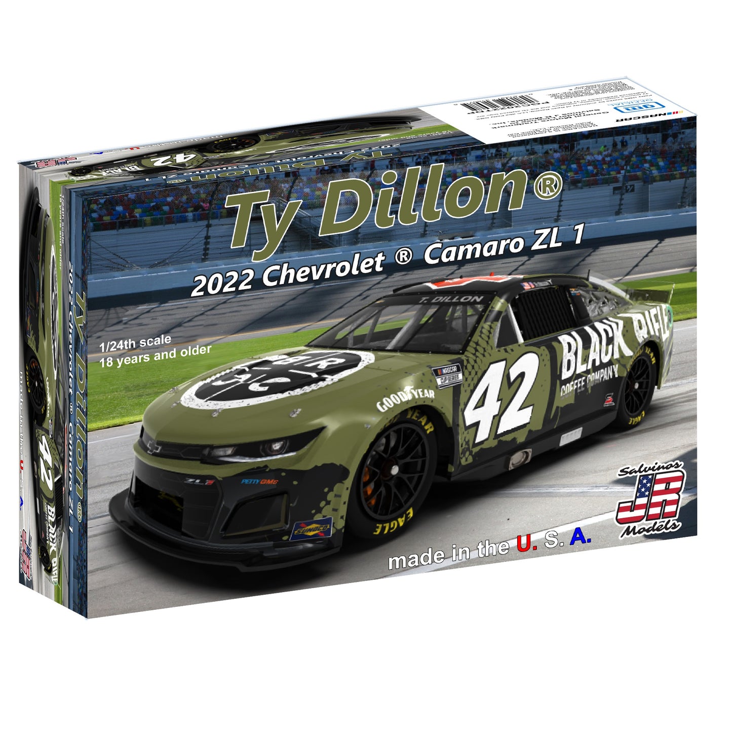 Salvinos JR Models PGC2022TDP 1:24 Black Rifle Coffee '22 Chevy Camaro ZL1 Kit