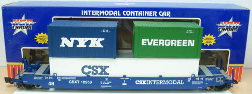 USA Trains 17129 G Scale CSX Gunderson Husky Stack #12256 w/ 2 Containers
