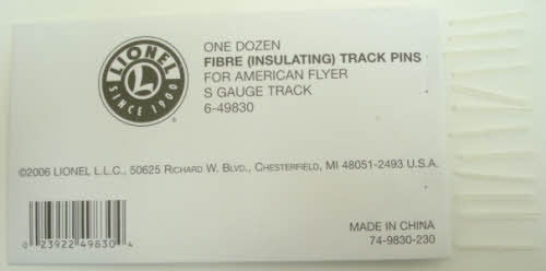 American Flyer 6-49830 S Fibre Insulating Track Pins (Pack of 12)