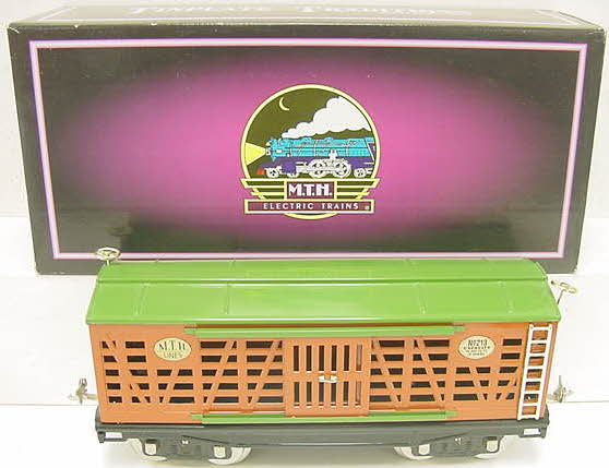 MTH 10-203 Standard Gauge 213 Terra Cotta & Green Stock Car with Brass Trim