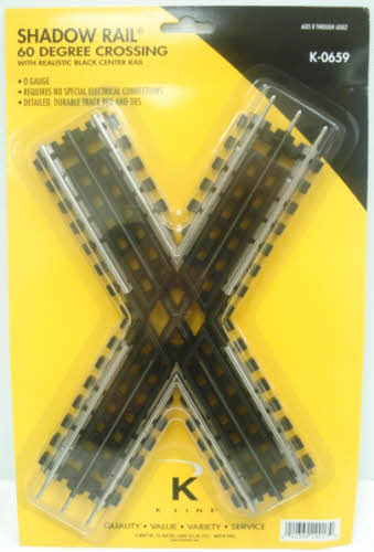 K-Line K-0659 O Gauge Shadow Rail 60 Degree Crossover W/Realistic Black Center R
