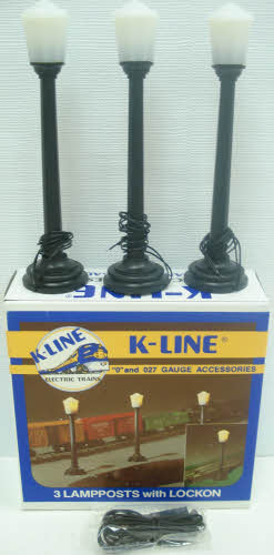 K-Line K105X 3 Lighted Lamp Posts w/ Lockon