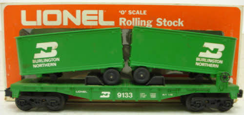 Lionel 6-9133 O Gauge Burlington Northern Flatcar #9133 with Trailers
