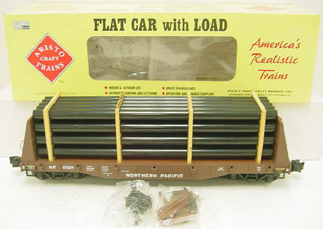 Aristo-Craft 46401 NP Bulkhead Flatcar w/Pipe Load