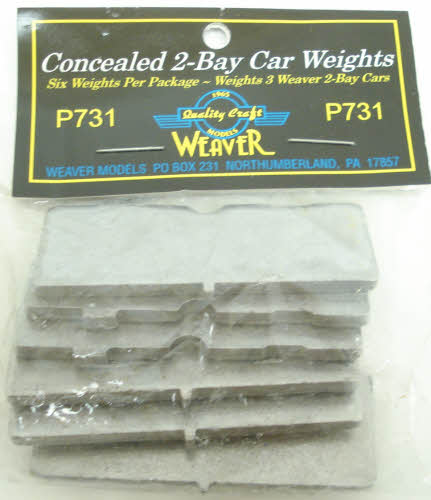 Weaver P731 O Scale Concealed 2-Bay Car Weights (Pack of 6)