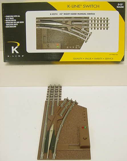 K-Line K-0274 O-27 Gauge 42" Right Hand Manual Switch Turnout