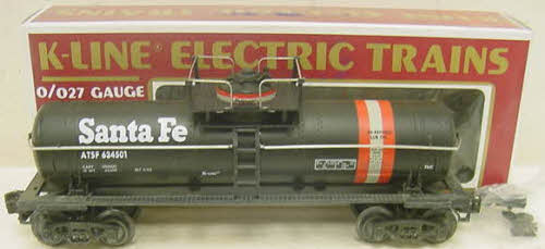 K-Line K-634501 O Gauge Santa Fe Black Single Dome Tank Car