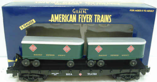 American Flyer 6-48539 S Gauge REA Flatcar w/ Piggyback Trailers